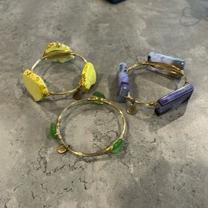 BOGO Bourbon & Bowties gold and stone bangles, set of three
